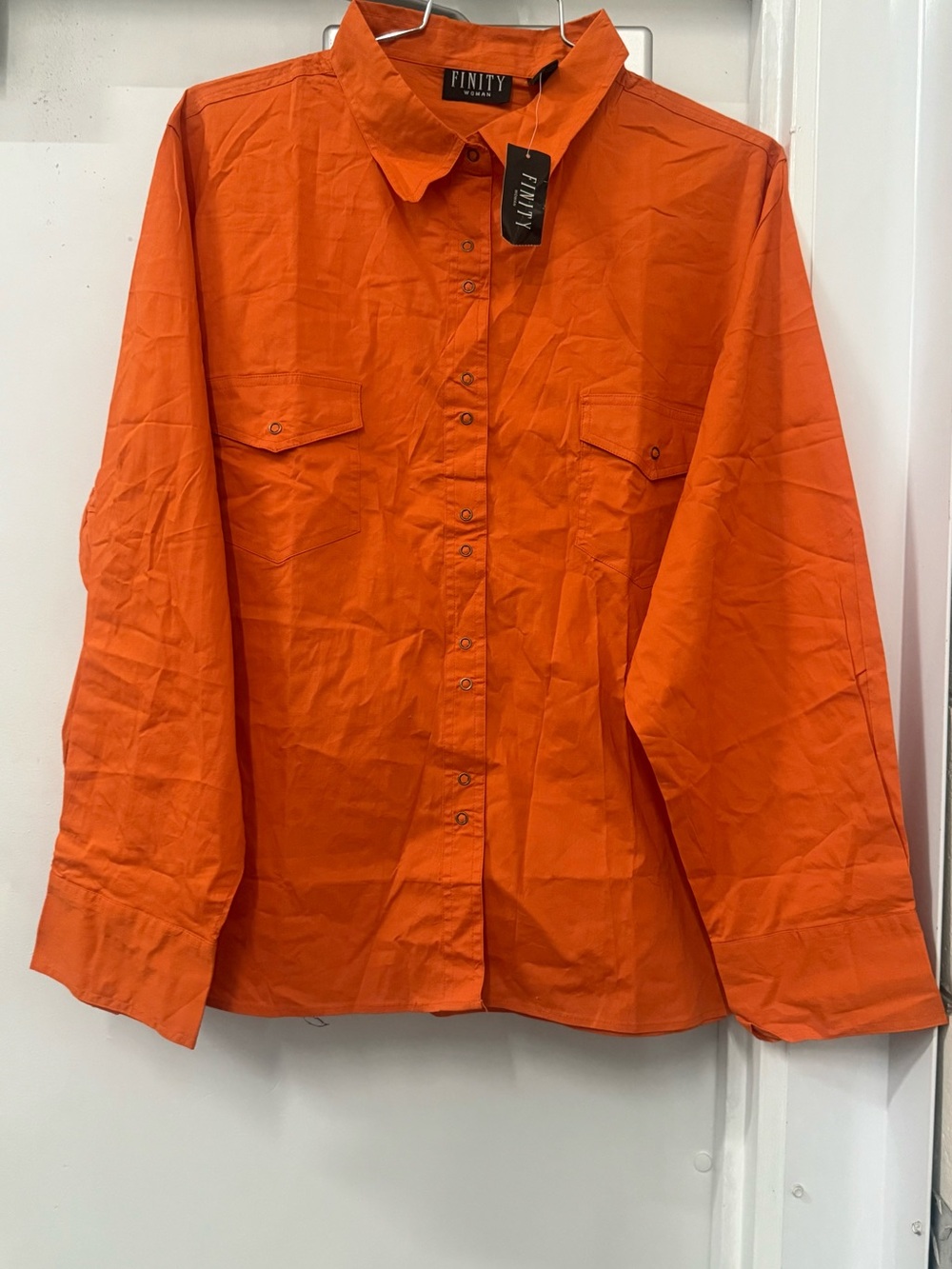 Finity Men's Bright Orange Button-Front Shirt Jacket